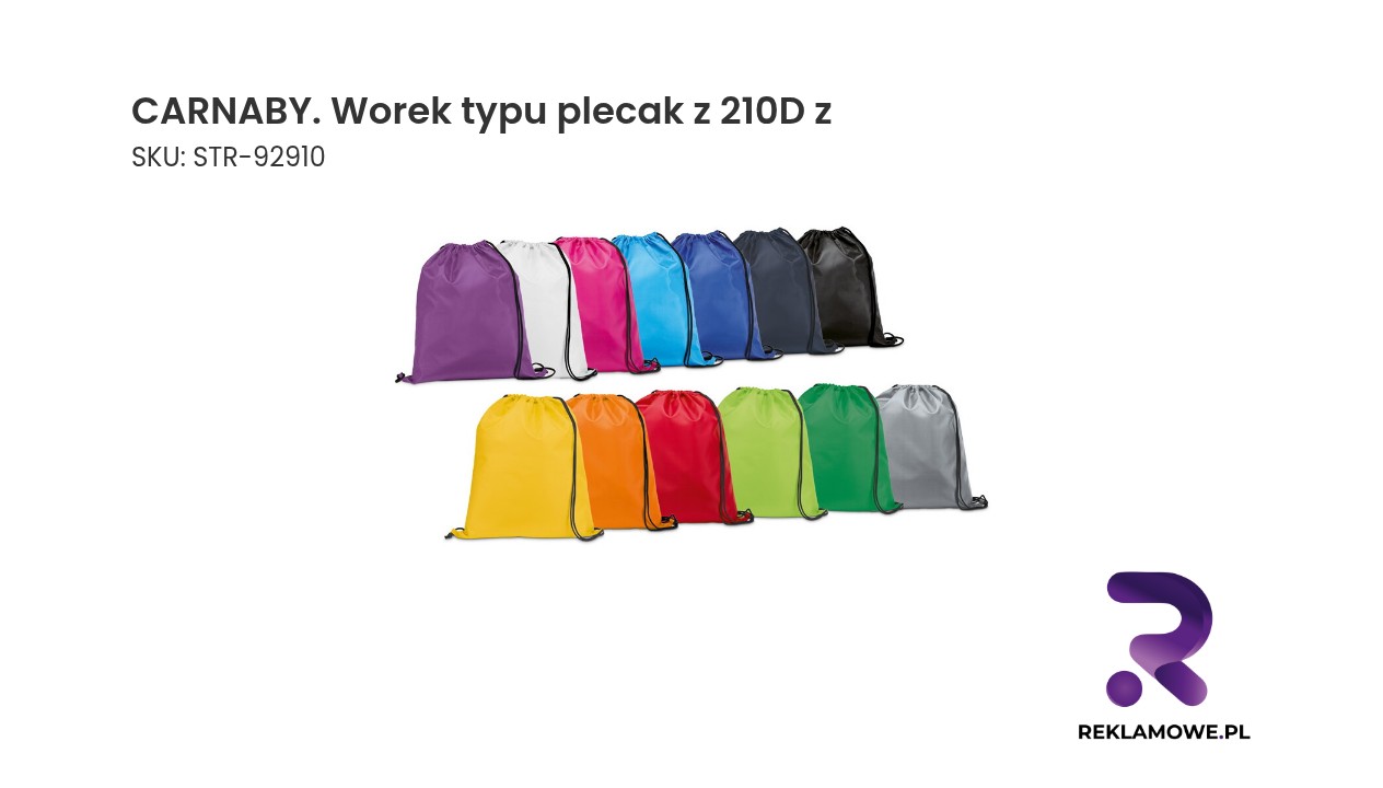 CARNABY. Worek typu plecak z 210D z czarnym sznurkiem CARNABY worek typu plecak z materiału 210D