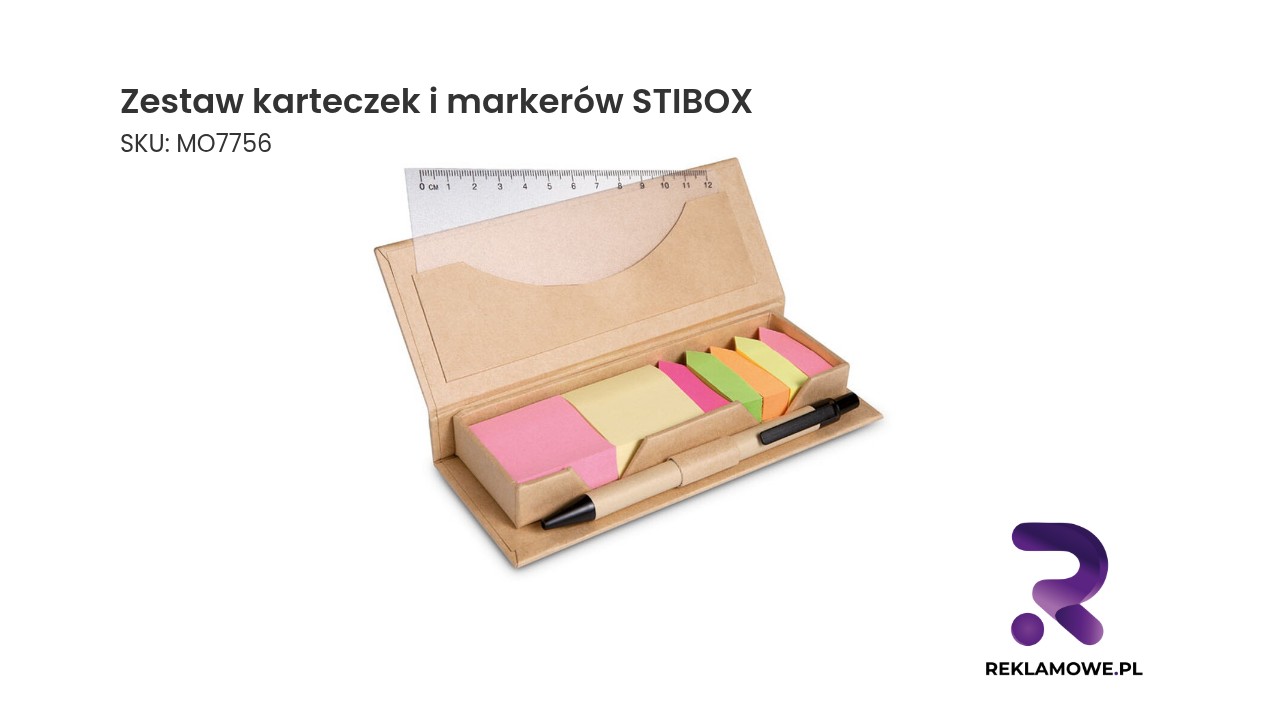 Zestaw karteczek i markerów STIBOX – kolorowe karteczki samoprzylepne i markery do biura, szkoły i domu