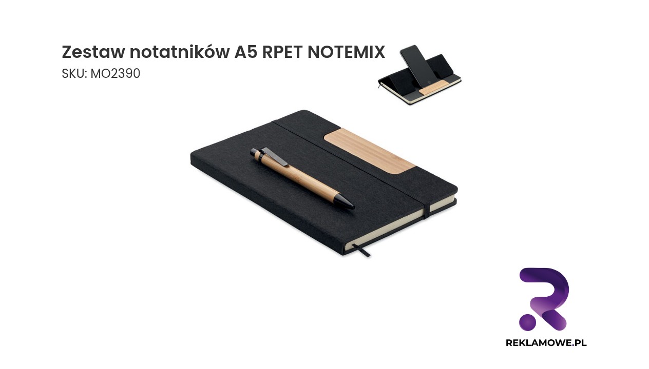 Zestaw notatników A5 RPET NOTEMIX Zestaw notatników A5 RPET NOTEMIX – ekologiczne notatniki reklamowe